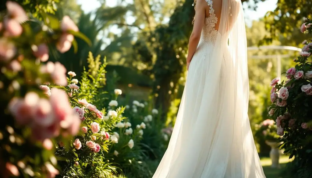 A delicate ivory wedding gown gracefully cascades in the foreground, its intricate lace detailing and flowing silhouette exuding timeless elegance. The bride stands poised in a serene, sun-dappled garden, surrounded by lush greenery and blooming flowers that frame the scene in a soft, natural light. The dress is perfectly suited for a variety of ceremonial settings, from a grand cathedral to an intimate outdoor celebration, capturing the essence of the "suknia ivory ceremonia" in a breathtaking, aspirational image. A delicate ivory wedding gown gracefully cascades in the foreground, its intricate lace detailing and flowing silhouette exuding timeless elegance. The bride stands poised in a serene, sun-dappled garden, surrounded by lush greenery and blooming flowers that frame the scene in a soft, natural light. The dress is perfectly suited for a variety of ceremonial settings, from a grand cathedral to an intimate outdoor celebration, capturing the essence of the "suknia ivory ceremonia" in a breathtaking, aspirational image.