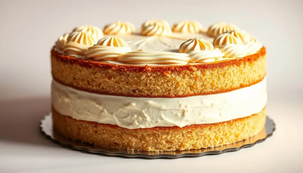 A visually enticing 10-slice cake, its layers of spongy goodness and rich frosting glistening under the warm studio lighting. The cake's dimensions are meticulously captured, allowing viewers to clearly discern its generous 2kg weight and estimate appropriate portion sizes. The frame emphasizes the cake's central placement, with a clean, uncluttered background that maintains the viewer's focus on the key subject. Subtle shadows and highlights accentuate the cake's volume and texture, creating a sense of depth and dimension. The overall mood is one of mouthwatering temptation, inviting the viewer to consider the various factors that influence optimal cake portioning for a gathering of 10 people.