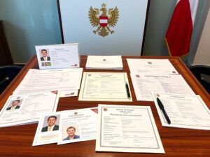 Dokumenty wymagane do ślubu cywilnego leżące na biurku urzędnika stanu cywilnego