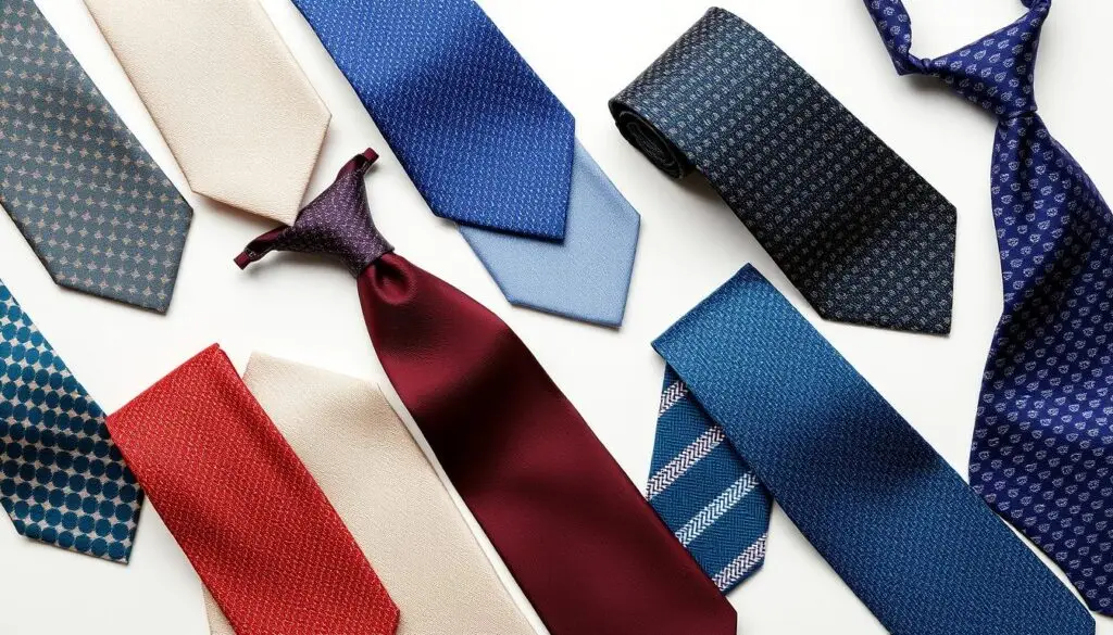 Kolekcja eleganckich krawatów w różnych kolorach i wzorach