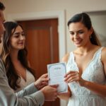 Para młoda wręczająca zaproszenie na wesele gościowi, który wygląda na zakłopotanego - jak odmówić przyjścia na wesele