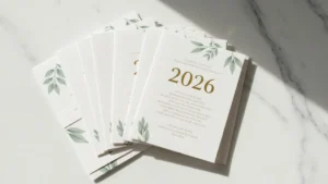 Zaproszenia ślubne 2026 - modne trendy, minimalistyczny projekt z botanicznym motywem