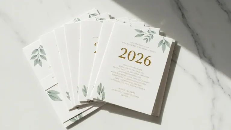Zaproszenia ślubne 2026 - modne trendy, minimalistyczny projekt z botanicznym motywem